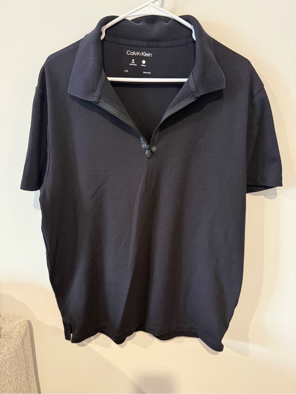 Calvin Klein Men's Black Short-Sleeve Half-Zip Polo